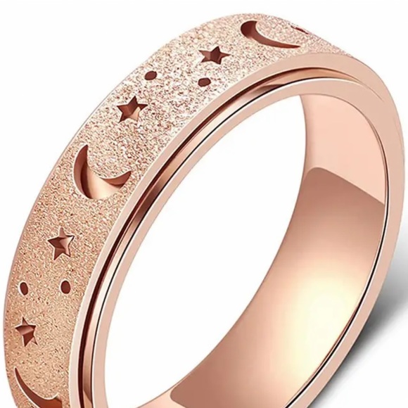 🔥‼️🆒🎓 FIDGET Ring Rose Golden Size 8 NEW Stainless Steel UNISEX - Picture 2 of 2